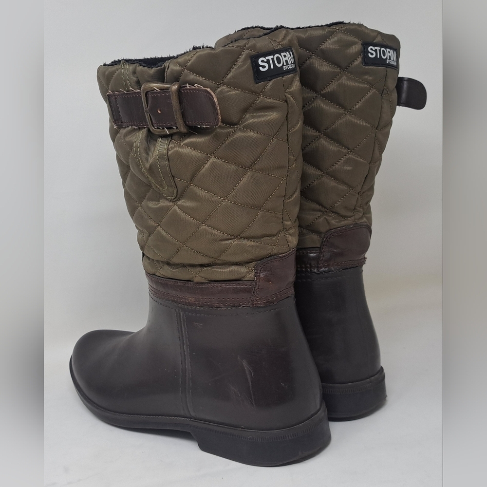 Storm By Cougar Women's Sassy Rain Boots Boot Olive Quilted Buckle Size 9 US - Picture 7 of 14